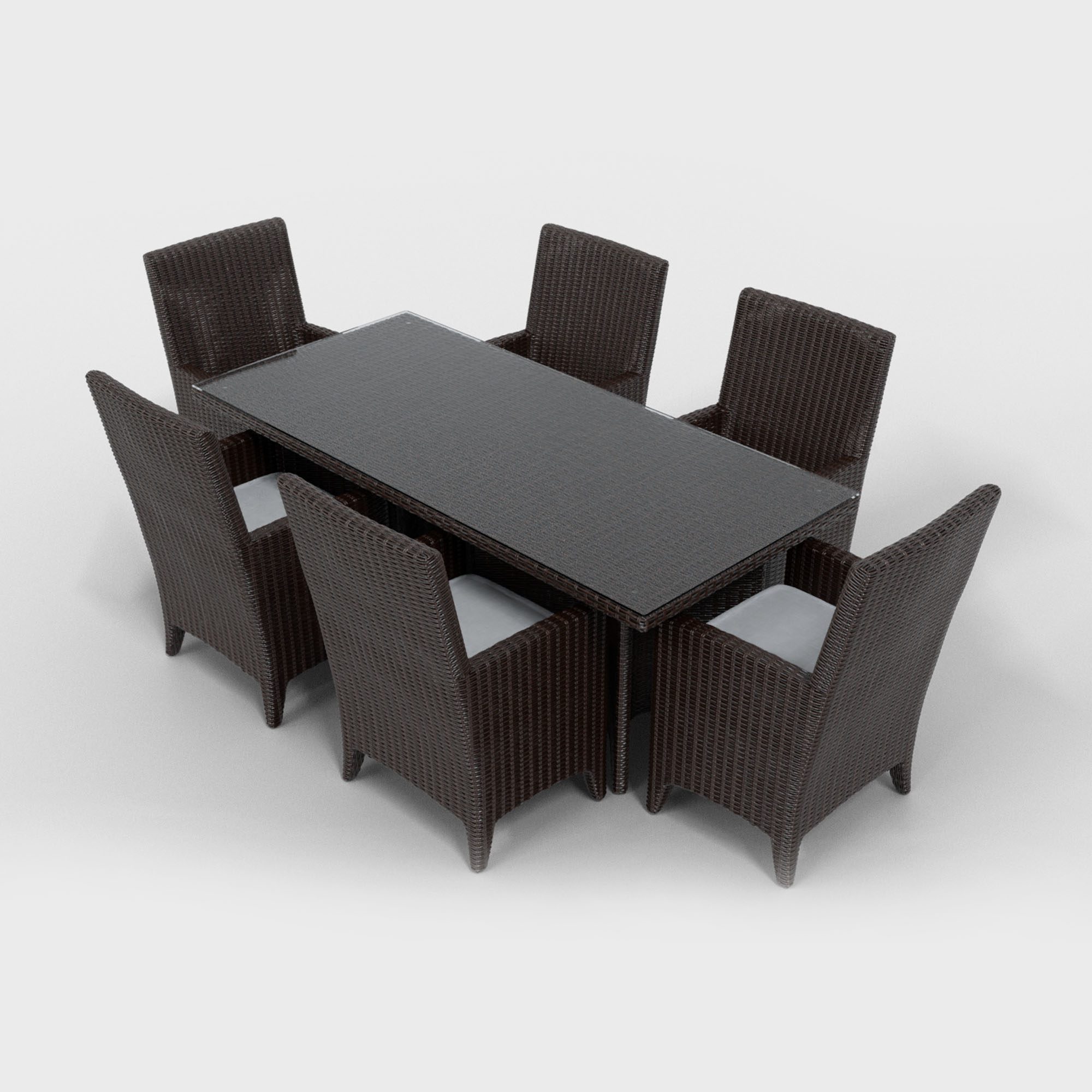 dark rattan rectangular dining set