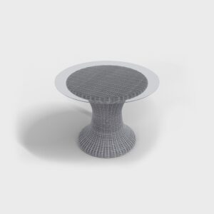 gray rattan round dining table