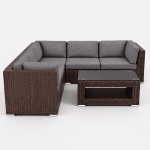 The Sectional 6 Piece - Brown Wicker