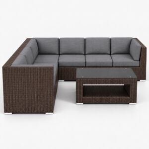The Sectional 7 Piece - Brown Wicker