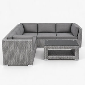 The Sectional 6 Piece - Gray Wicker