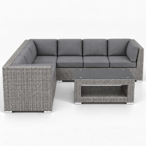 The Sectional 7 Piece - Gray Wicker