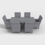 The Rectangular Dining Set - Gray Wicker