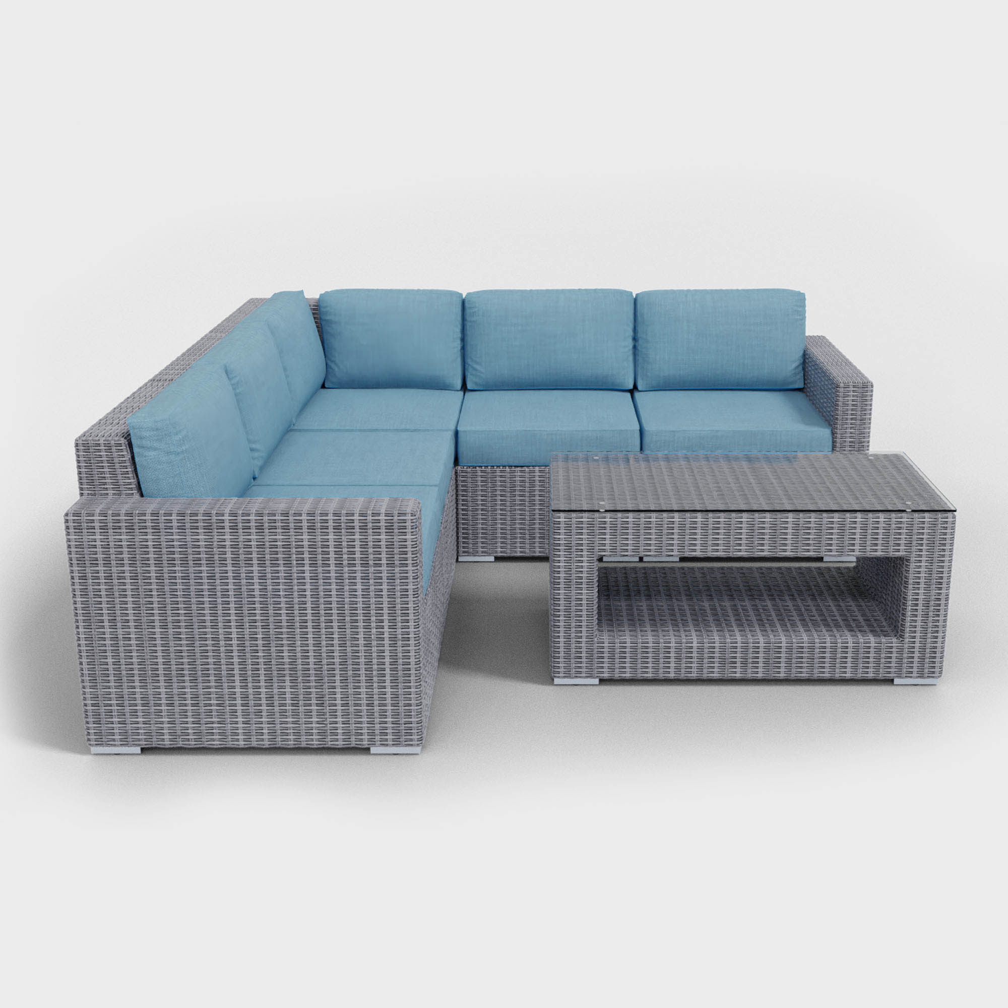 The Sectional 6 Piece Gray Wicker